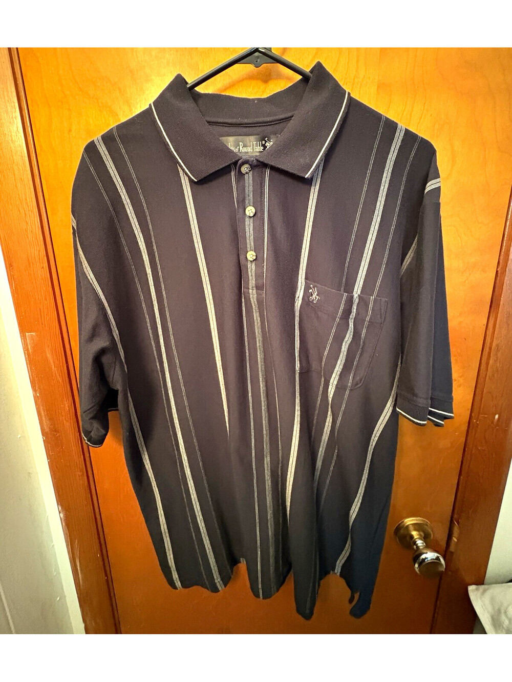 Vintage Knight of Round Table Striped Polo Shirt – Men’s Large